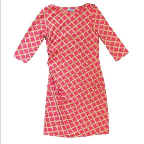 J. McLaughlin Sage Bamboo Sheath Dress Women's Size Medium 3/4 sleeves Ruched Ex - Picture 2 of 14